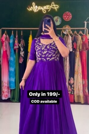 Purple Color Festive Wear Anarkali Gown With Duppatta