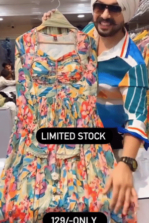 Multi-Coloured Printed Flared Long Kota Kurta