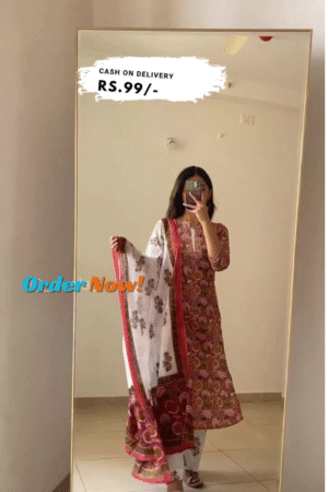 Women Maroon Off White Printed Kurta with Palazzos & Dupatta