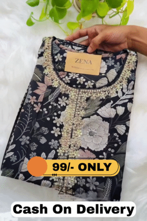 Pure Cotton Semi-Stitched Hand Work Kurti Set