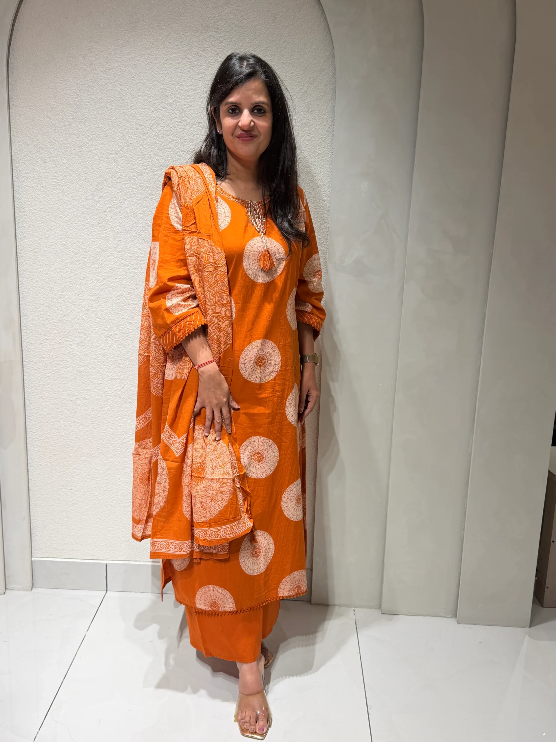 Premium Cotton Suit Set – Orange - Image 6