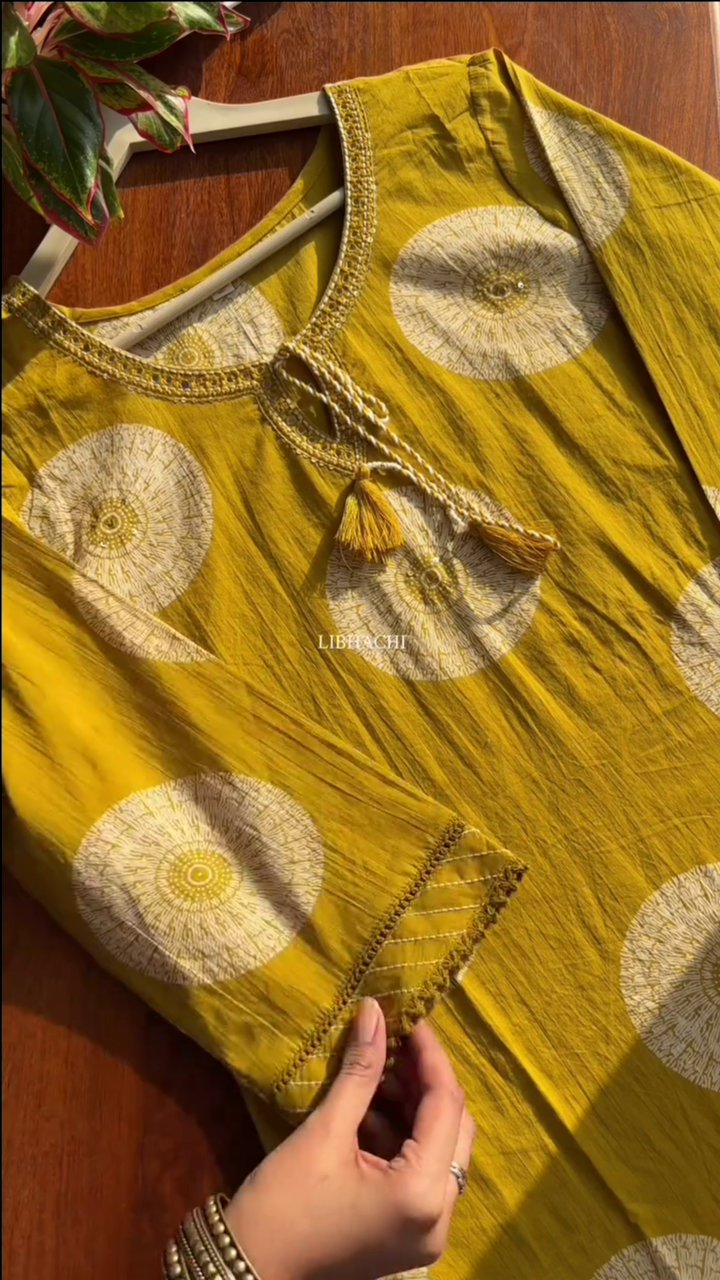 Premium Cotton Suit Set – Yellow