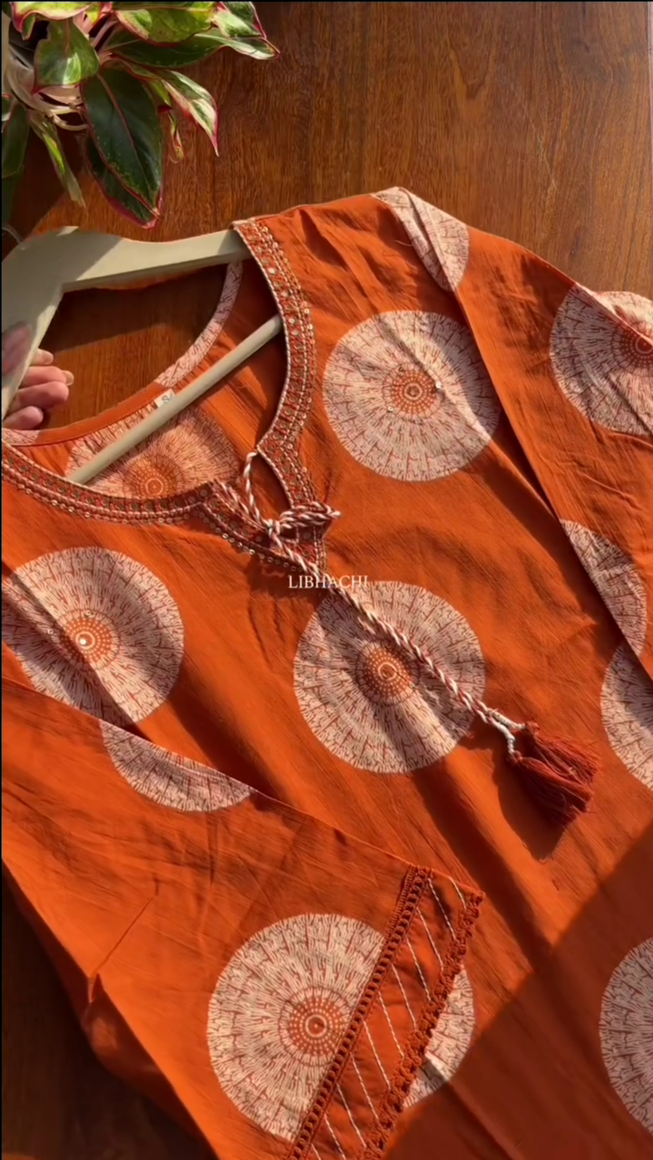 Premium Cotton Suit Set – Orange
