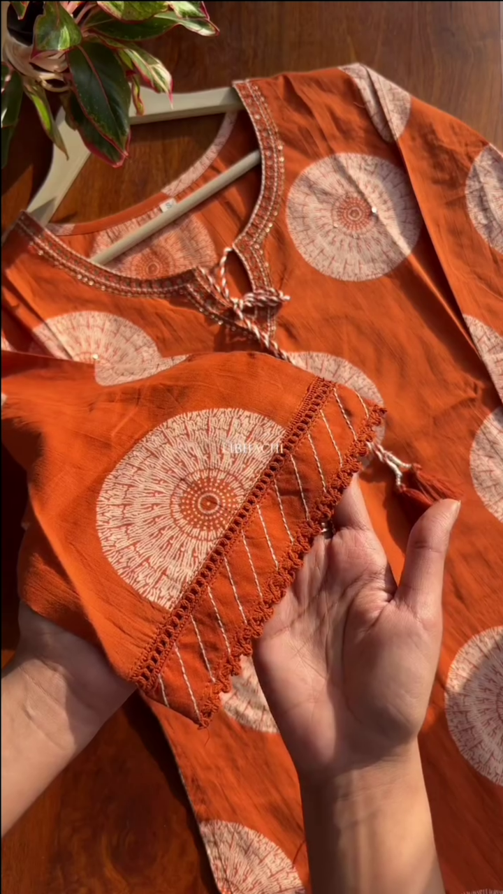 Premium Cotton Suit Set – Orange - Image 2