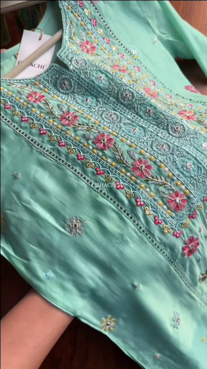 Pista Green Embroidered Kurta bottom With Dupatta - Image 7